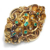 Once Upon A Diamond Brooch Yellow Gold Antique Mourning Jewelry Emerald Brooch with Diamonds Yellow Gold