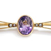 Once Upon A Diamond Brooch Yellow Gold Victorian Amethyst & Seed Pearl Brooch Pin 14K Yellow Gold
