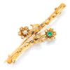Once Upon A Diamond Brooch Yellow Gold Victorian Emerald & Seed Pearl Rose Flower Brooch Pin 14K Gold