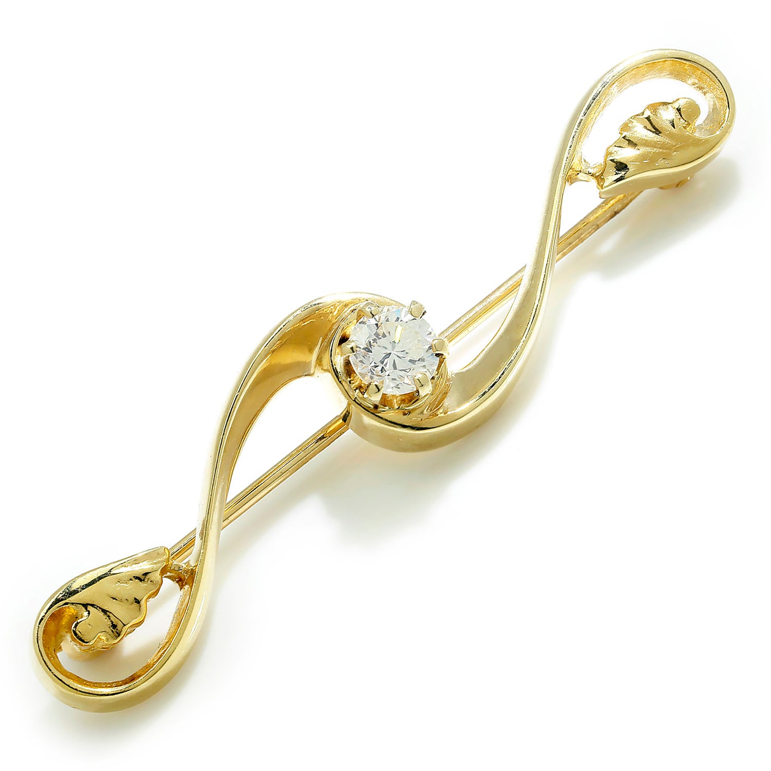Once Upon A Diamond Brooch Yellow Gold Vintage Diamond Brooch Pin 14Kt Yellow Gold 0.25ct