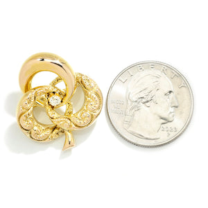 Once Upon A Diamond Brooch Yellow Gold Vintage Diamond Clover Pin 14Kt Yellow Gold