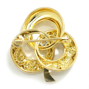 Once Upon A Diamond Brooch Yellow Gold Vintage Diamond Clover Pin 14Kt Yellow Gold