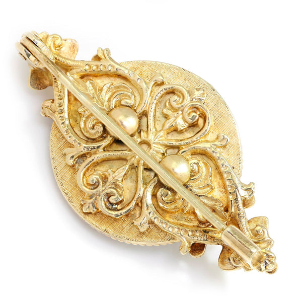 Antique Amethyst Brooch Lapel Pin with Blue & White Enamel - Image 3