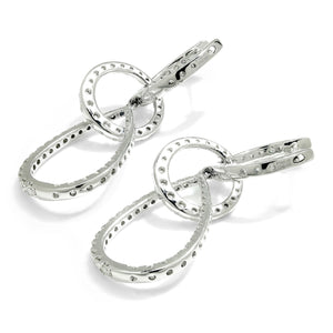Once Upon A Diamond Earrings Platinum 2.01ctw Dangle Drop Hoop Huggie Earrings Platinum