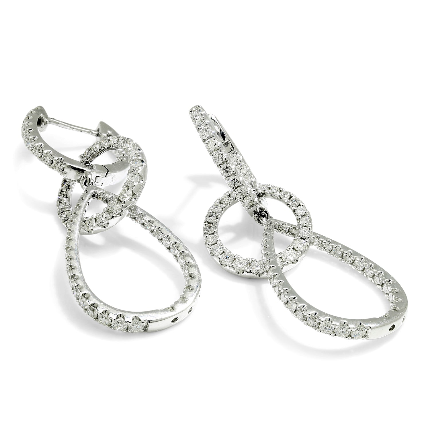 Once Upon A Diamond Earrings Platinum 2.01ctw Dangle Drop Hoop Huggie Earrings Platinum