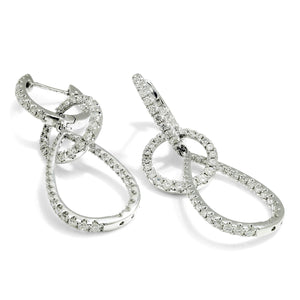 Once Upon A Diamond Earrings Platinum 2.01ctw Dangle Drop Hoop Huggie Earrings Platinum