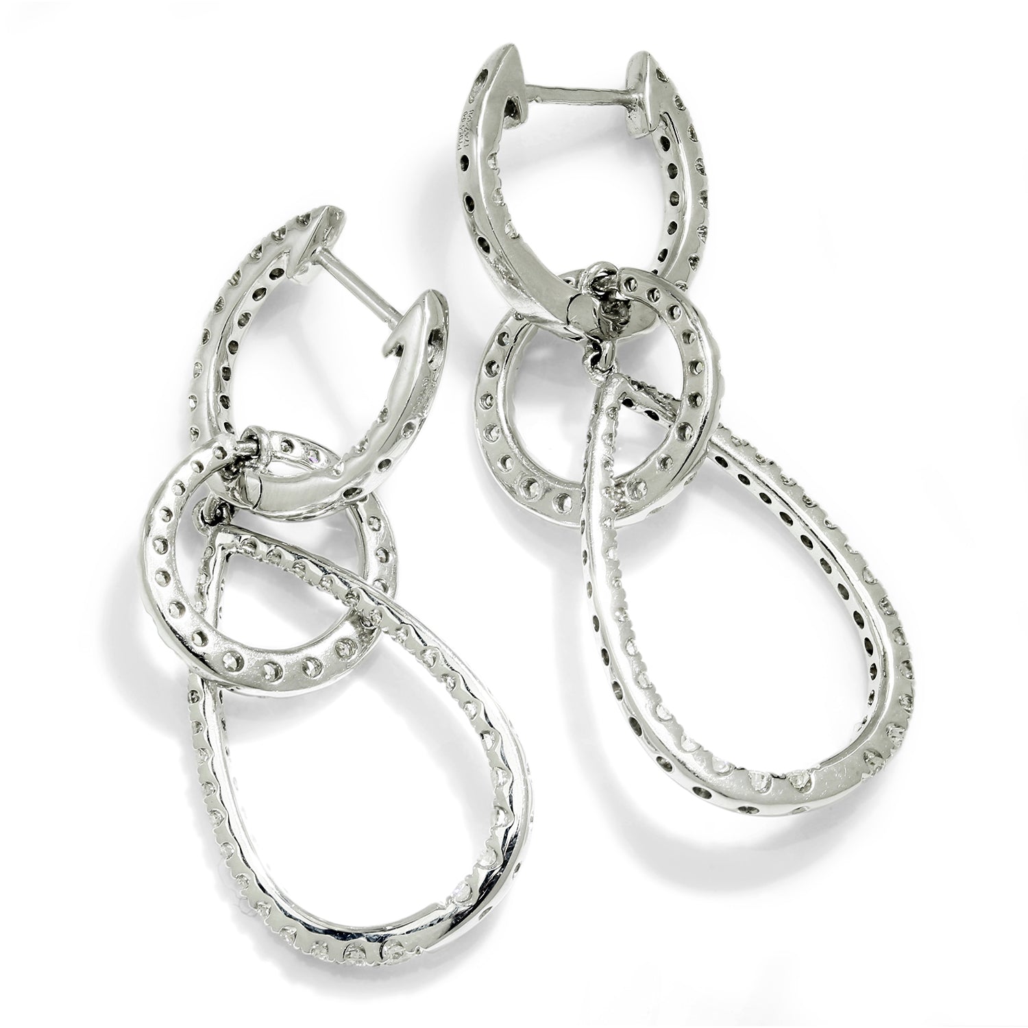 Once Upon A Diamond Earrings Platinum 2.01ctw Dangle Drop Hoop Huggie Earrings Platinum