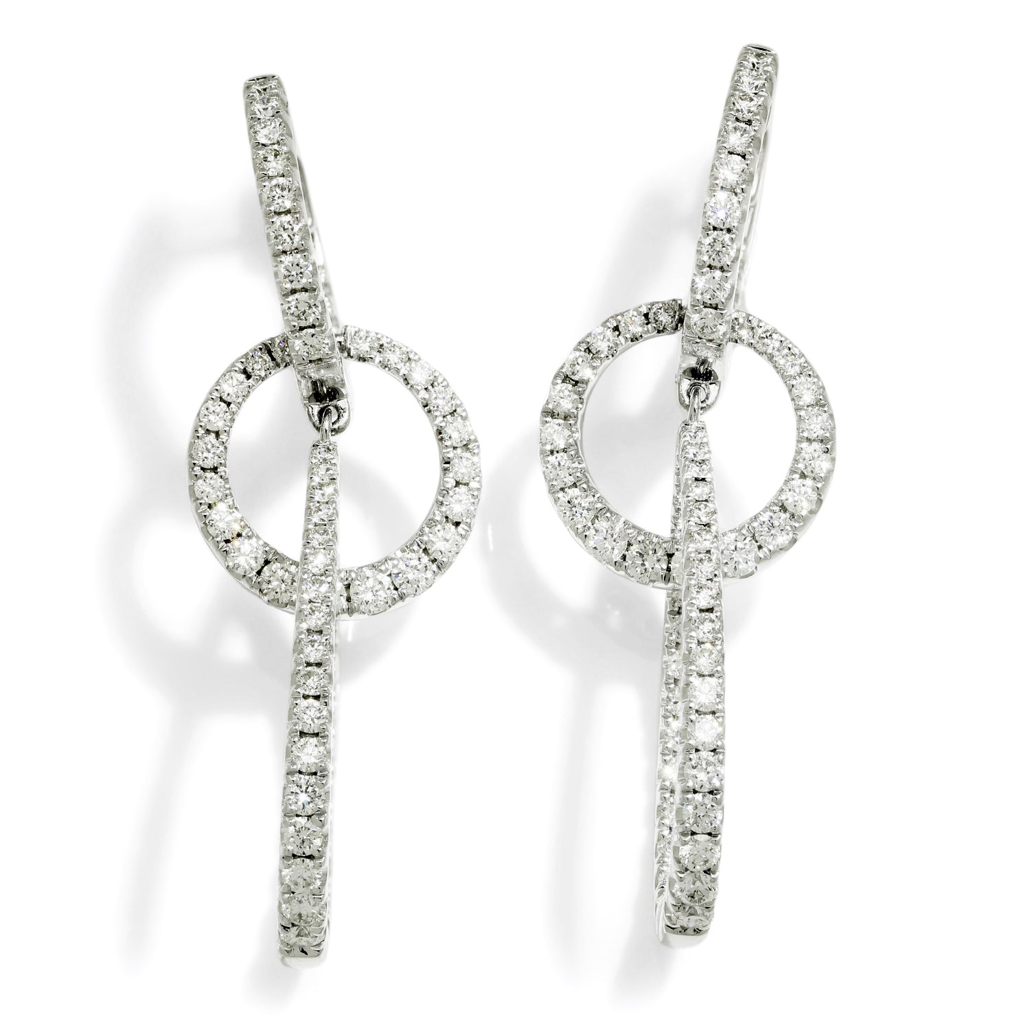 Once Upon A Diamond Earrings Platinum 2.01ctw Dangle Drop Hoop Huggie Earrings Platinum