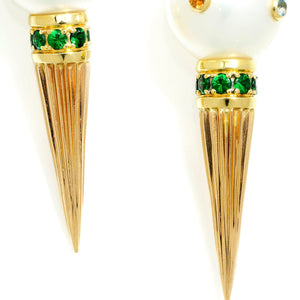 Once Upon A Diamond Earrings Rose & Yellow Gold Rosa Van Parys Pearl Earrings with Diamonds & Gems 18K Gold