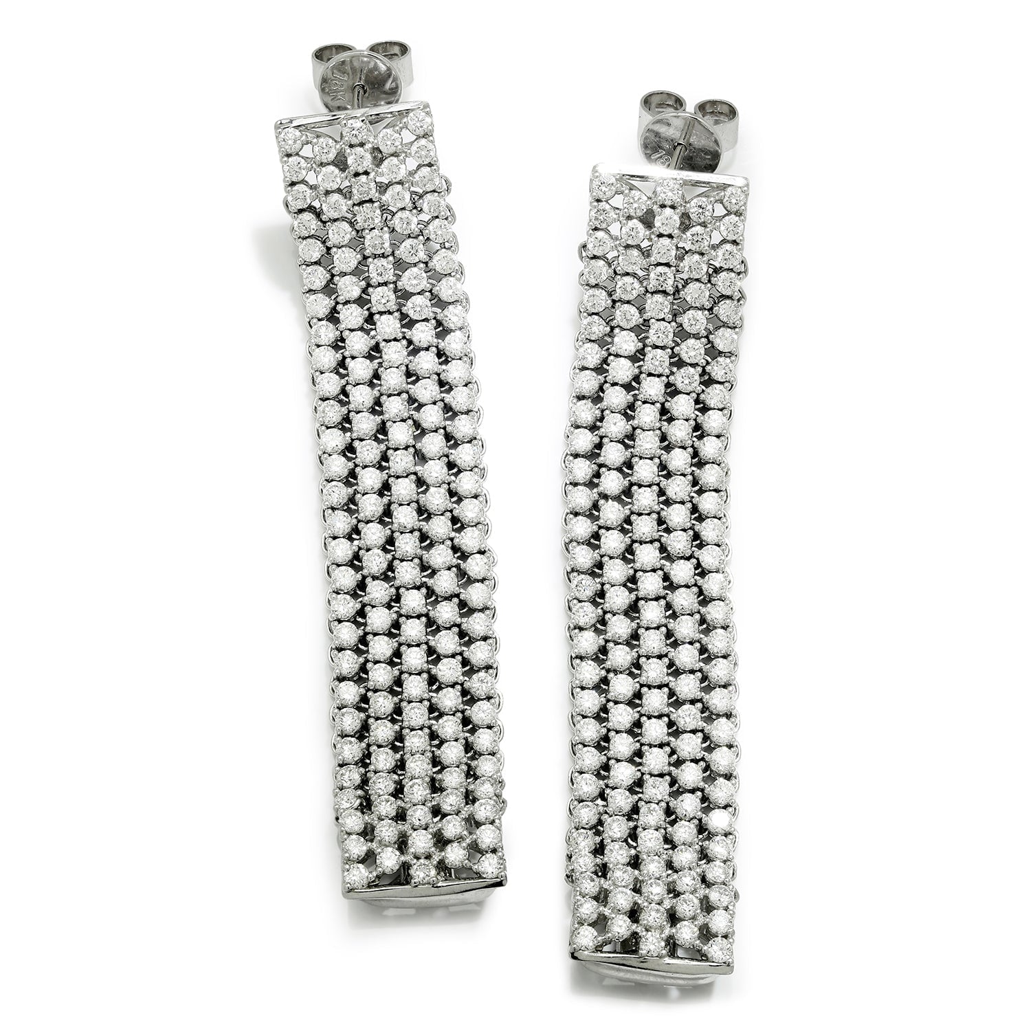 Once Upon A Diamond Earrings White Gold 5.10ctw Round Diamond Bracelet-Style Earrings 18K White Gold 2.25"