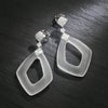 Once Upon A Diamond Earrings White Gold Frosted Crystal Drop Earrings with Diamonds in White Gold