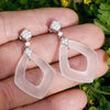 Once Upon A Diamond Earrings White Gold Frosted Crystal Drop Earrings with Diamonds in White Gold