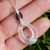 Once Upon A Diamond Earrings White Gold Frosted Crystal Pendant with Diamonds in White Gold and Onyx