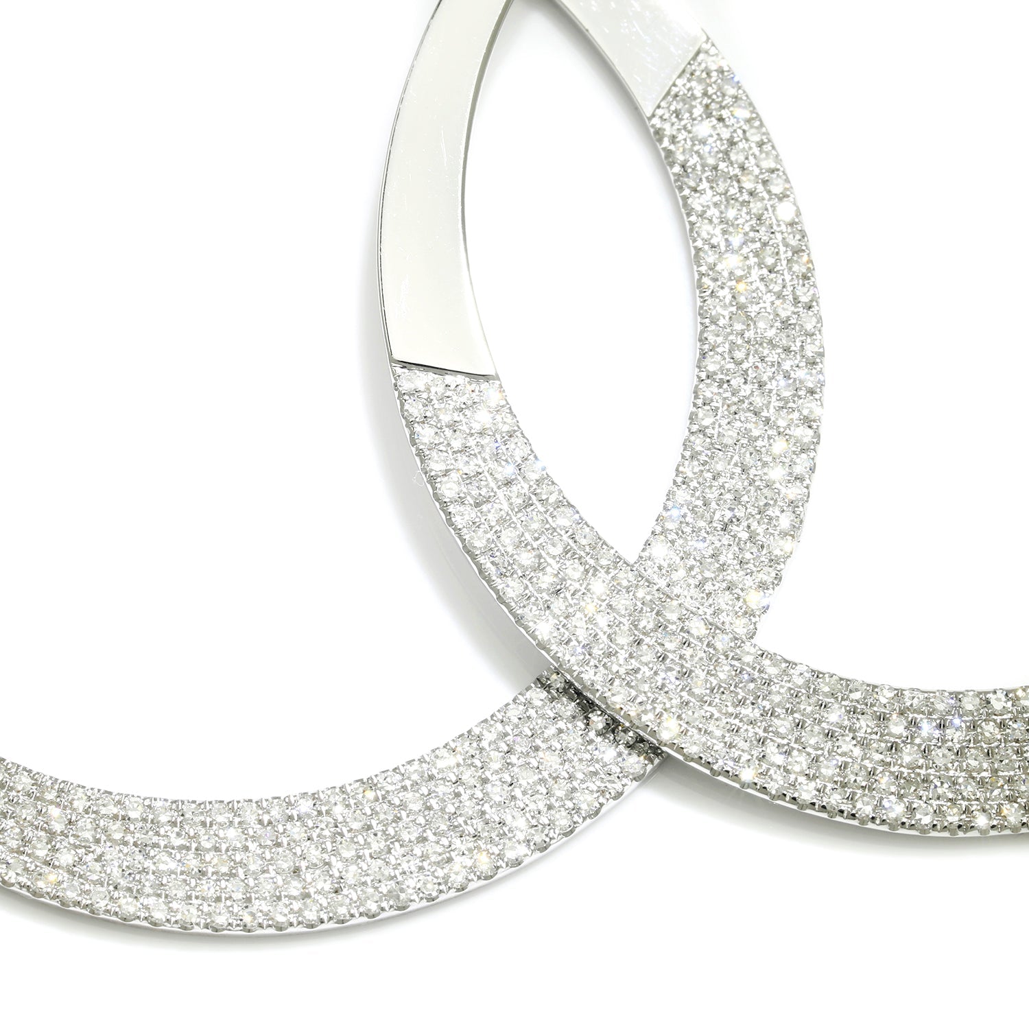 Once Upon A Diamond Earrings White Gold Pave Diamond Dangle Hoop Earrings 14K White Gold 1.38ctw