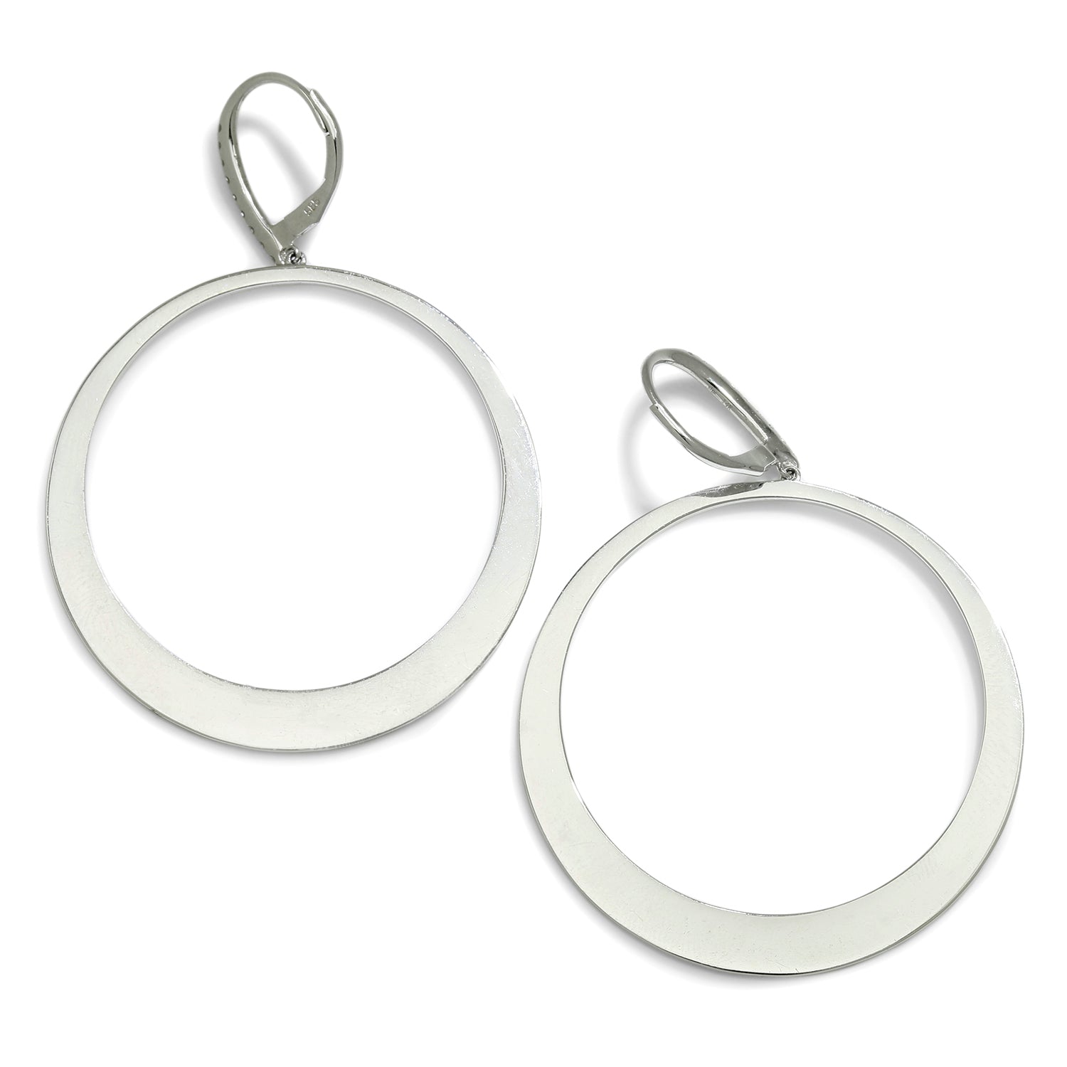 Once Upon A Diamond Earrings White Gold Pave Diamond Dangle Hoop Earrings 14K White Gold 1.38ctw