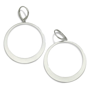 Once Upon A Diamond Earrings White Gold Pave Diamond Dangle Hoop Earrings 14K White Gold 1.38ctw