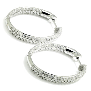 Once Upon A Diamond Earrings White Gold Pave Diamond In & Out Oval Hoop Earrings 14K White Gold 1.82ctw