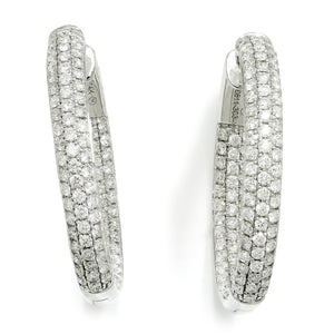 Once Upon A Diamond Earrings White Gold Pave Diamond In & Out Oval Hoop Earrings 14K White Gold 1.82ctw