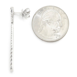 Once Upon A Diamond Earrings White Gold Tapered Dangle Drop Diamond Earrings 14K White Gold 1.00ctw