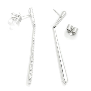 Once Upon A Diamond Earrings White Gold Tapered Dangle Drop Diamond Earrings 14K White Gold 1.00ctw