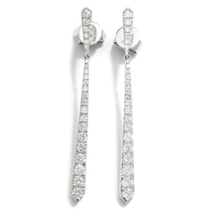 Once Upon A Diamond Earrings White Gold Tapered Dangle Drop Diamond Earrings 14K White Gold 1.00ctw
