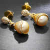 Once Upon A Diamond Earrings White Gold Teardrop Golden South Sea Pearl Earrings with Diamonds 18K