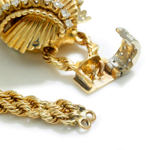 Once Upon A Diamond Earrings White & Yellow Gold Vintage Ebel Flip-Top Lady's Diamond Manual Wind Watch 14K