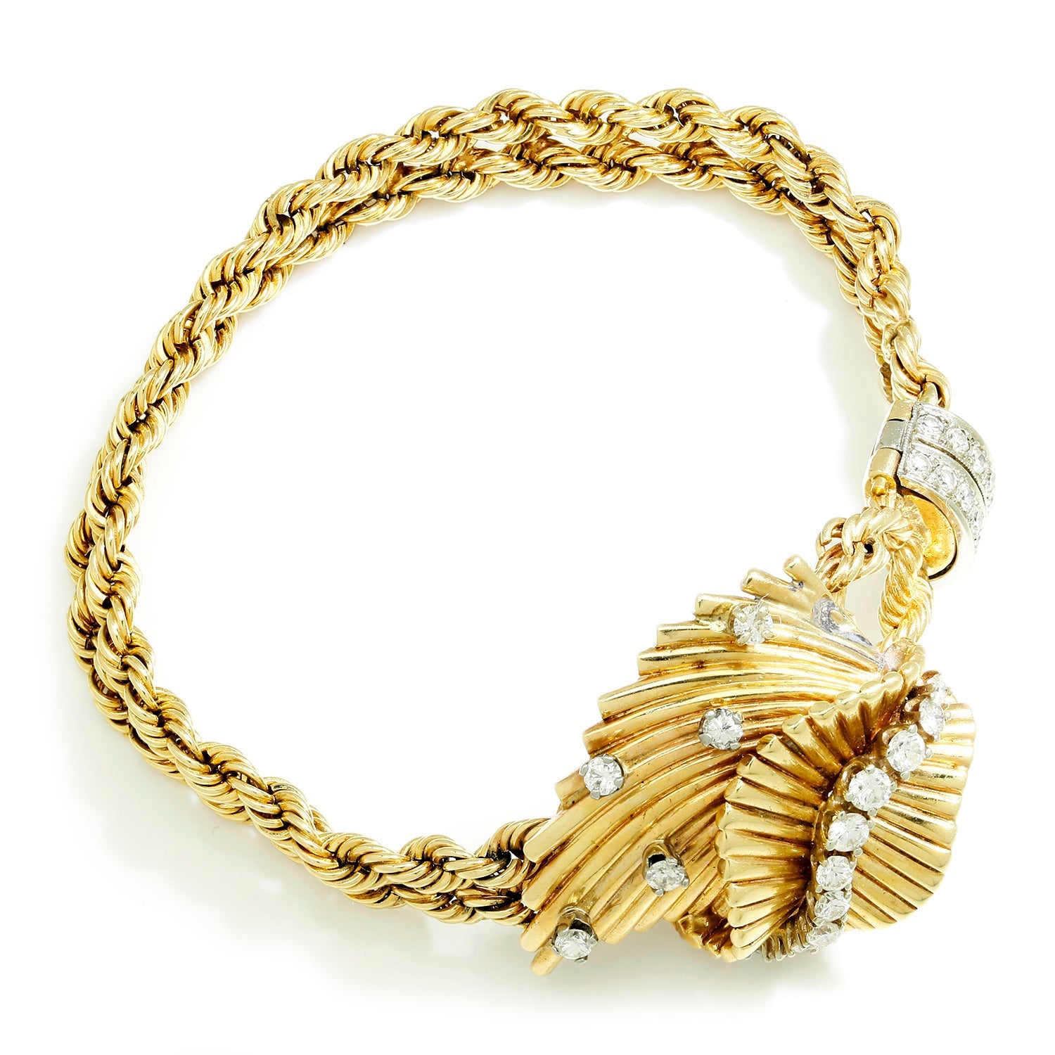 Once Upon A Diamond Earrings White & Yellow Gold Vintage Ebel Flip-Top Lady's Diamond Manual Wind Watch 14K