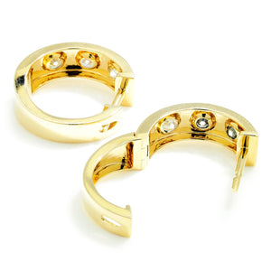 Once Upon A Diamond Earrings Yellow Gold 0.88ctw Bezel Set Round Diamond Huggie Hoop Earrings 14K Gold