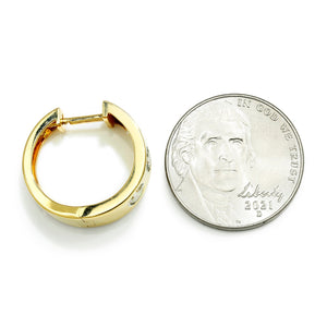 Once Upon A Diamond Earrings Yellow Gold 0.88ctw Bezel Set Round Diamond Huggie Hoop Earrings 14K Gold
