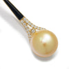 Once Upon A Diamond Earrings Yellow Gold 12.50MM Round Golden South Sea Pearl Earrings with Diamonds in Gold