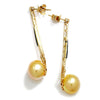 Once Upon A Diamond Earrings Yellow Gold 12.50MM Round Golden South Sea Pearl Earrings with Diamonds in Gold
