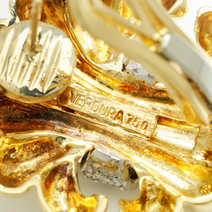 Once Upon A Diamond Earrings Yellow Gold Verdura Diamond Fleur-de-Lis Style Omega Earrings 18K Yellow Gold