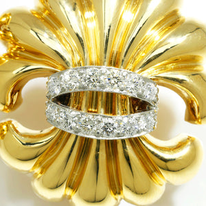 Once Upon A Diamond Earrings Yellow Gold Verdura Diamond Fleur-de-Lis Style Omega Earrings 18K Yellow Gold