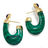 Once Upon A Diamond Earrings Yellow Gold Vintage Carved Malachite Hoop Stud Earrings with Amethyst's 14K