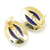 Once Upon A Diamond Earrings Yellow Gold Vintage Lapis Lazuli Oval Ribbed Earrings Yellow Gold