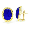 Once Upon A Diamond Earrings Yellow Gold Vintage Lapis Lazuli Oval Ribbed Earrings Yellow Gold