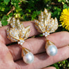 Once Upon A Diamond Earrings Yellow Gold Vintage South Sea Pearl Drop Earrings with Diamonds 18K Gold