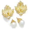 Once Upon A Diamond Earrings Yellow Gold Vintage South Sea Pearl Drop Earrings with Diamonds 18K Gold
