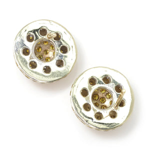 Once Upon A Diamond Earrings Yellow Gold Yellow Diamond Pave Set Dome Stud Earrings 14K Yellow Gold 2.00ctw