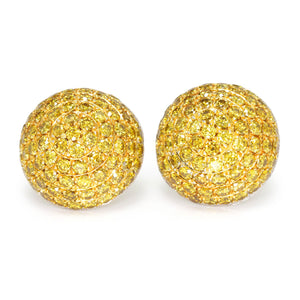 Once Upon A Diamond Earrings Yellow Gold Yellow Diamond Pave Set Dome Stud Earrings 14K Yellow Gold 2.00ctw