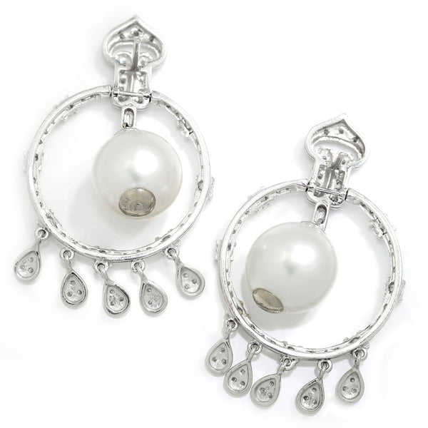Vintage South Sea Pearl Chandelier Earrings with Diamonds White Gold - Image 2