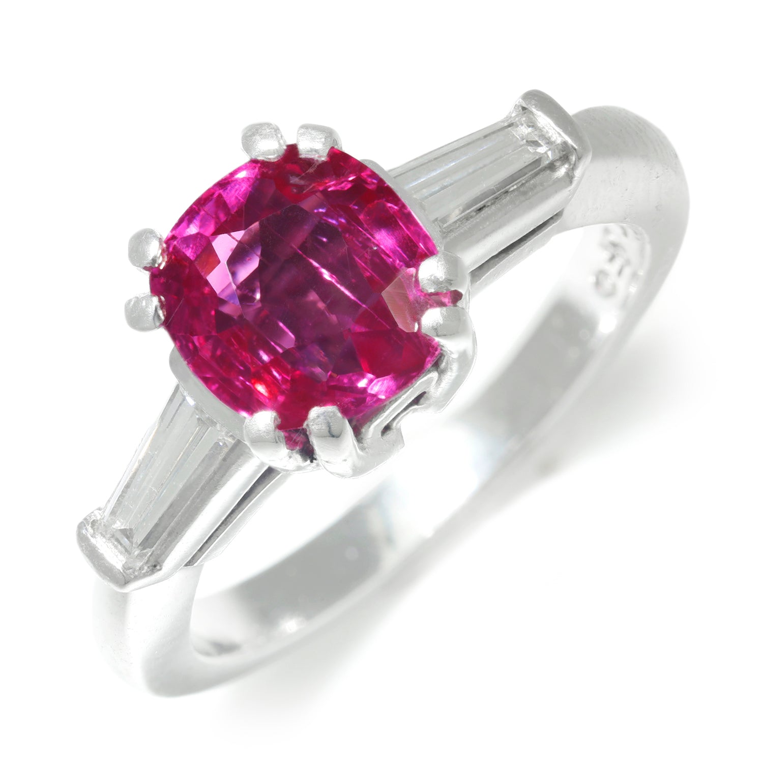 Once Upon A Diamond Engagement Ring Platinum 2.22ct GIA Burma Ruby 3-Stone Ring with Diamonds Platinum