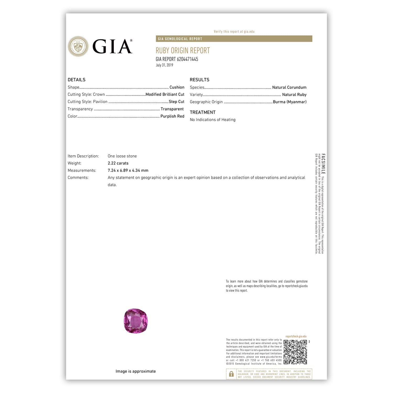 Once Upon A Diamond Engagement Ring Platinum 2.22ct GIA Burma Ruby 3-Stone Ring with Diamonds Platinum