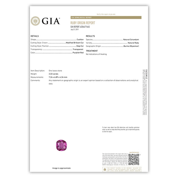 2.22ct GIA Burma Ruby 3-Stone Ring with Diamonds Platinum - Image 2