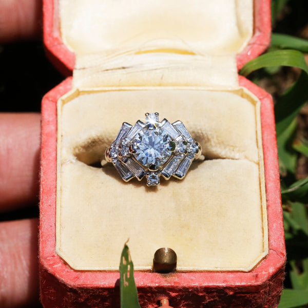 GIA Certified Vintage Diamond Engagement Ring with Accents in Platinum - Image 3