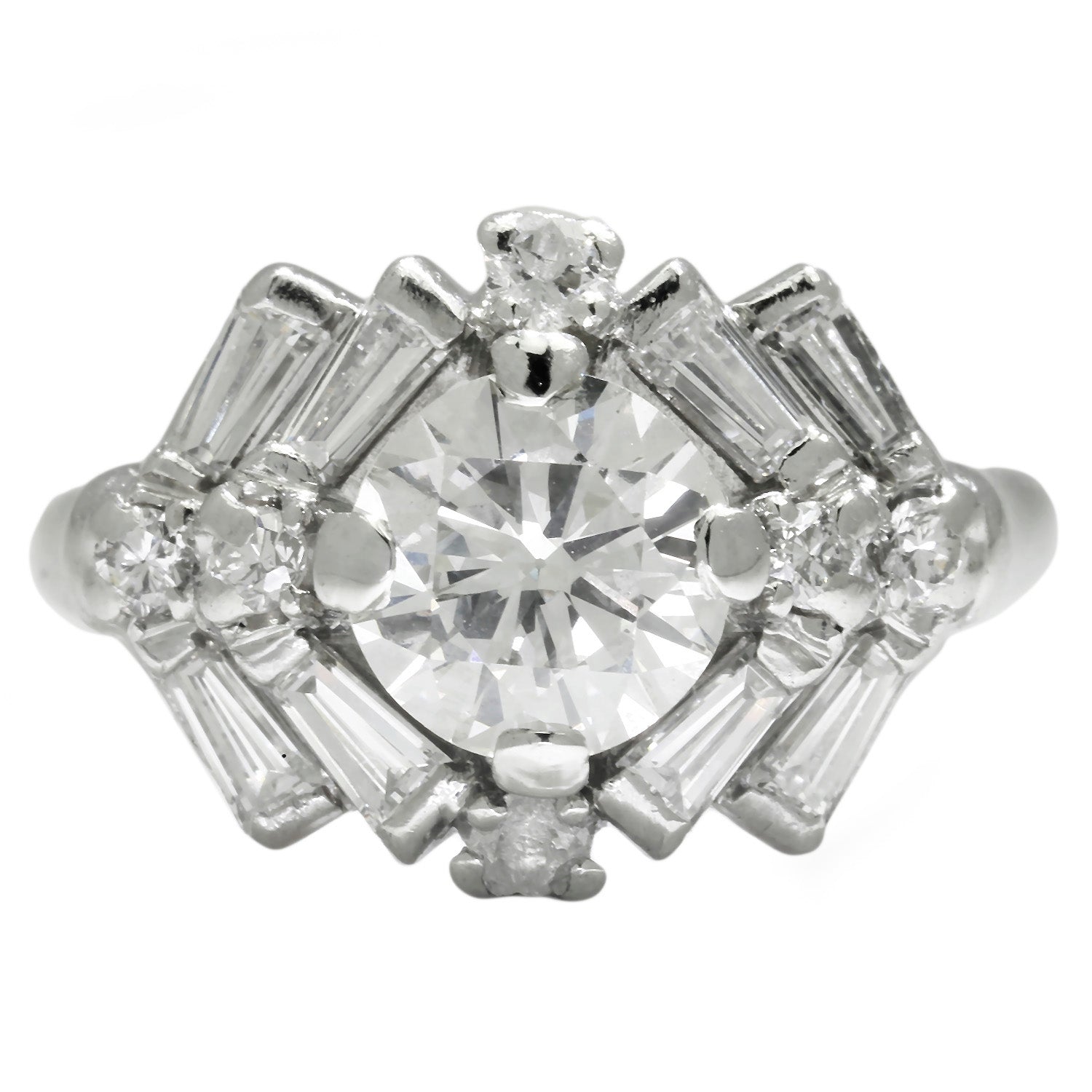 Once Upon A Diamond Engagement Ring Platinum Old European Diamond Engagement Ring with Accents in Platinum 2.16ctw