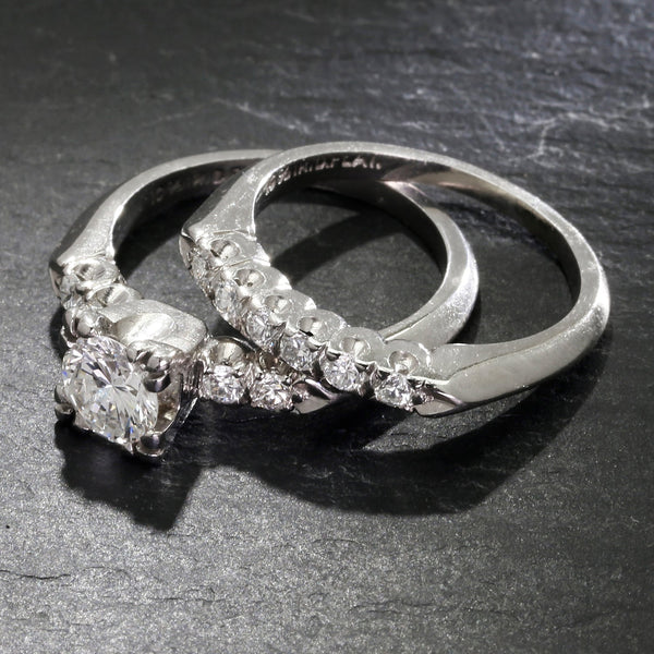 Round Diamond Vintage Wedding Ring Bridal Set Platinum 1.15ctw - Image 3