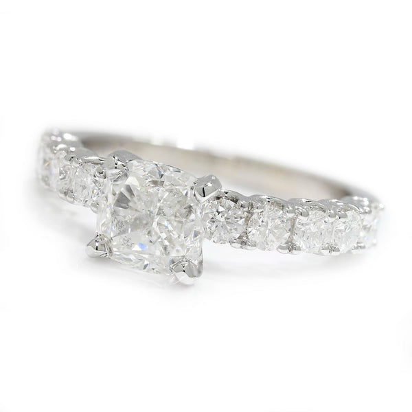 GIA 2.01CT Cushion Diamond Engagement Ring with Accents 18K - Image 3