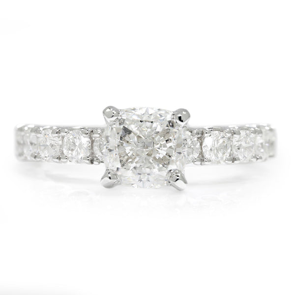 GIA 2.01CT Cushion Diamond Engagement Ring with Accents 18K - Image 2